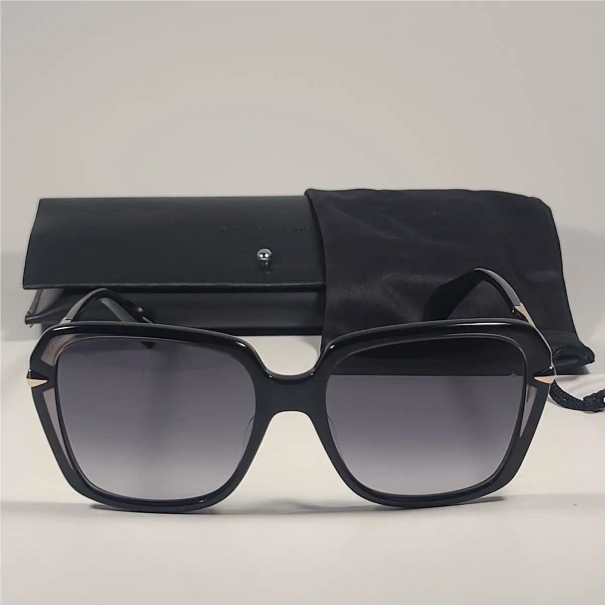 Rag Bone RNB1059/G/S 807 9O Square Sunglasses Black Gold Gray Gradient Lens