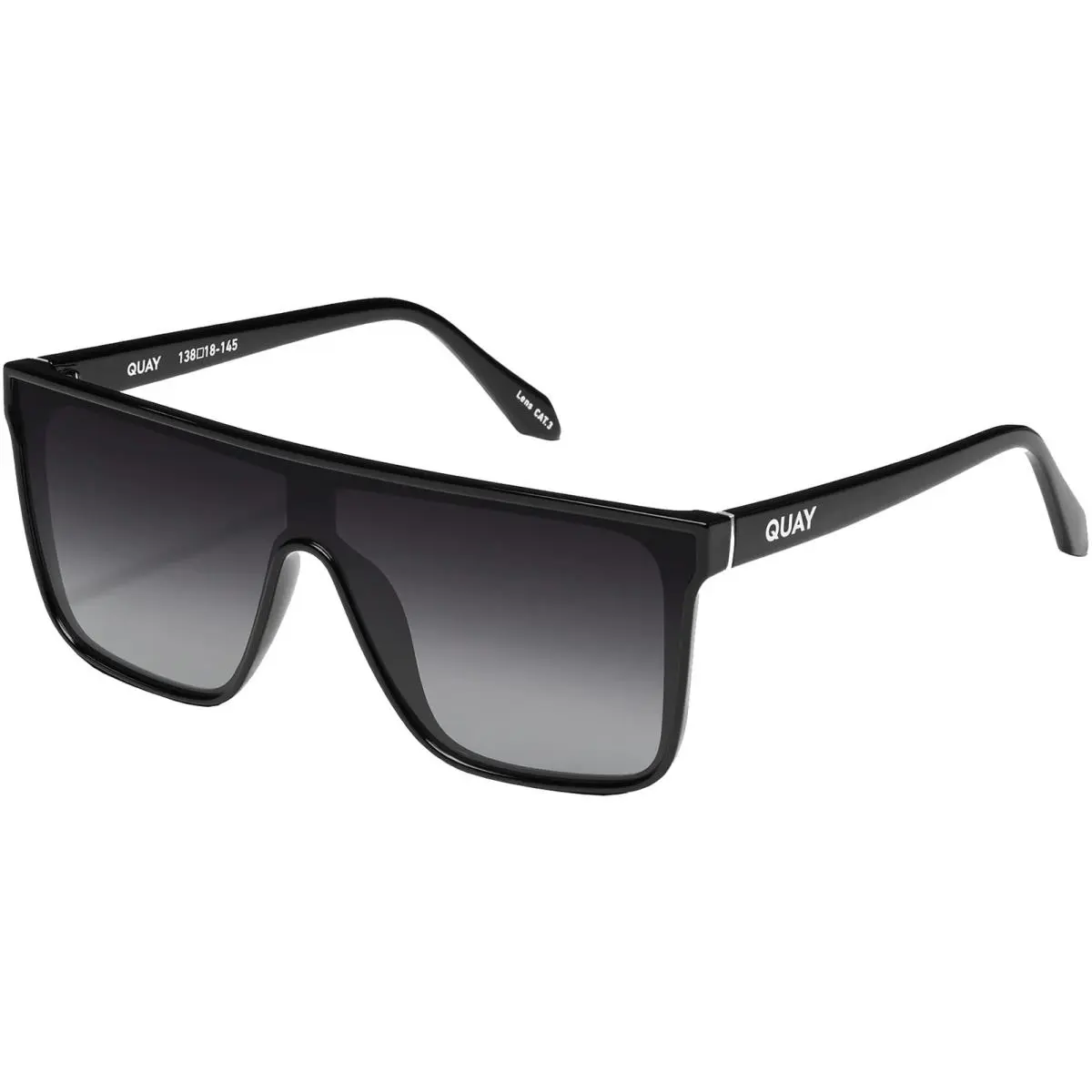 Quay Nightfall Black Flat Top Shield Sunglasses W/gradient Lens QU-000633-BLKSMK by QUAY
