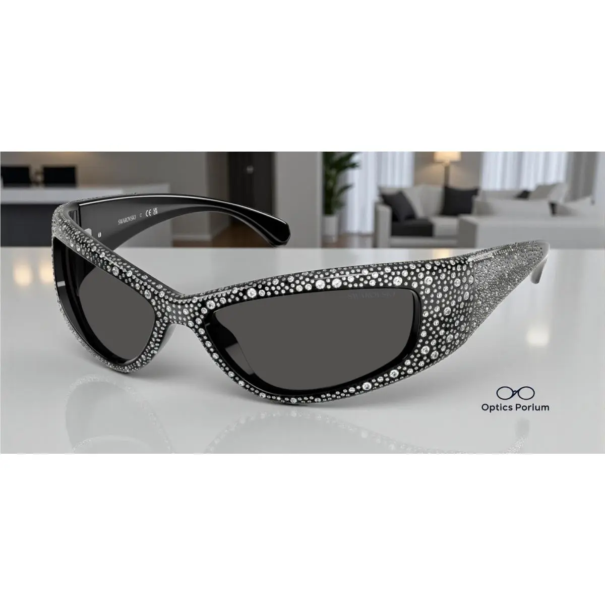 SK6027 100187 Black Dark Grey 60 mm Women`s Sunglasses by Swarovski