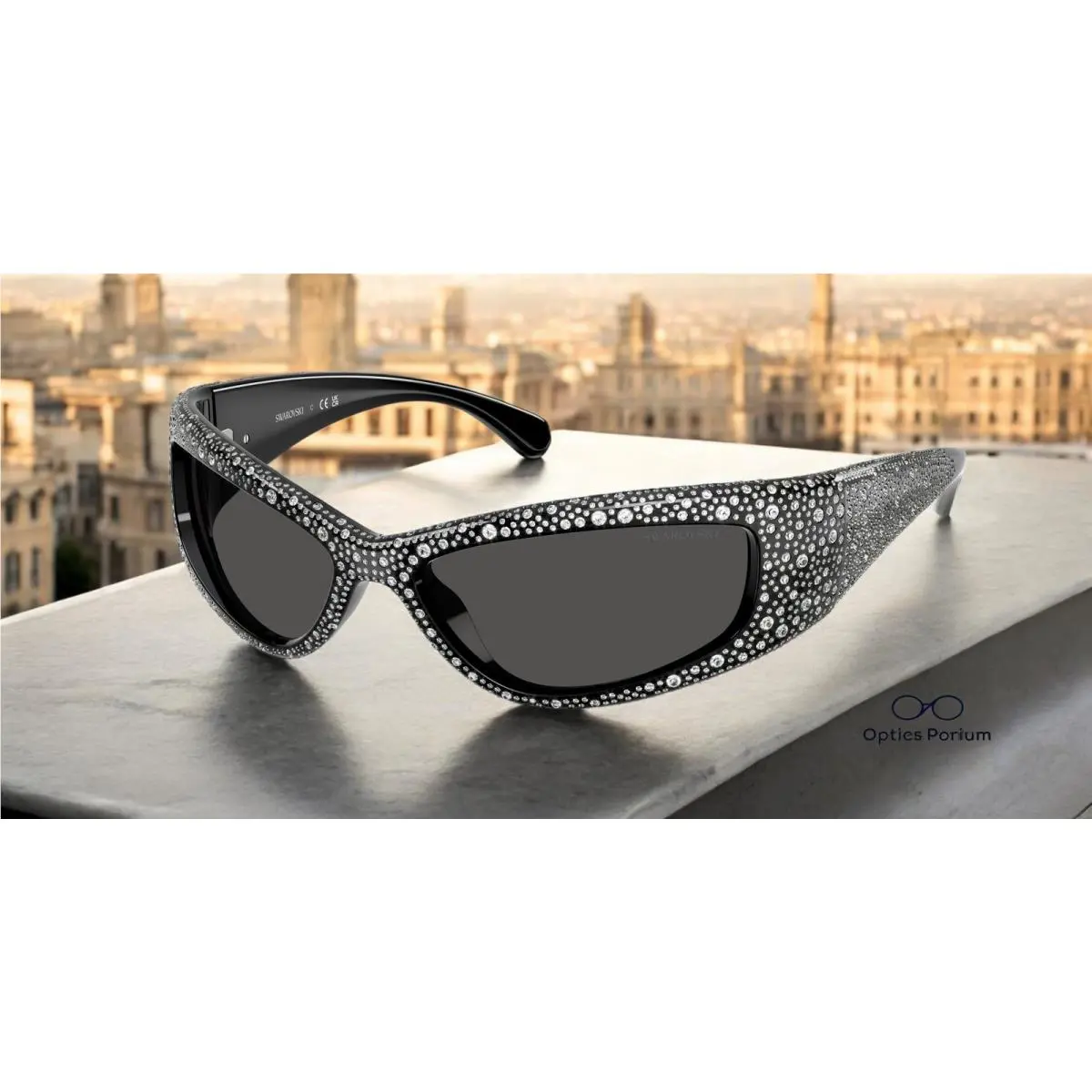 Swarovski SK6027 100187 Black Dark Grey 60 mm Women`s Sunglasses