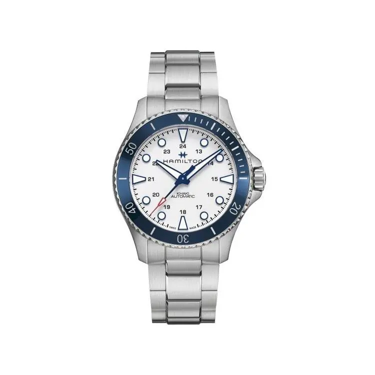 Khaki Navy Scuba Auto 43MM White Dial Blue Ceramic Bezel H82505150 by Hamilton