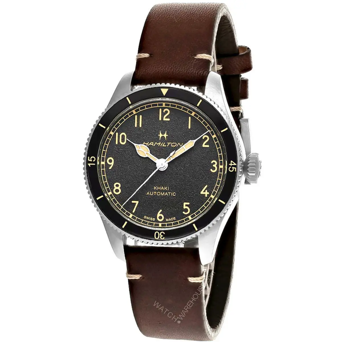 Khaki Aviation Pilot Pioneer Auto Black Men`s Watch H76205530 by Hamilton