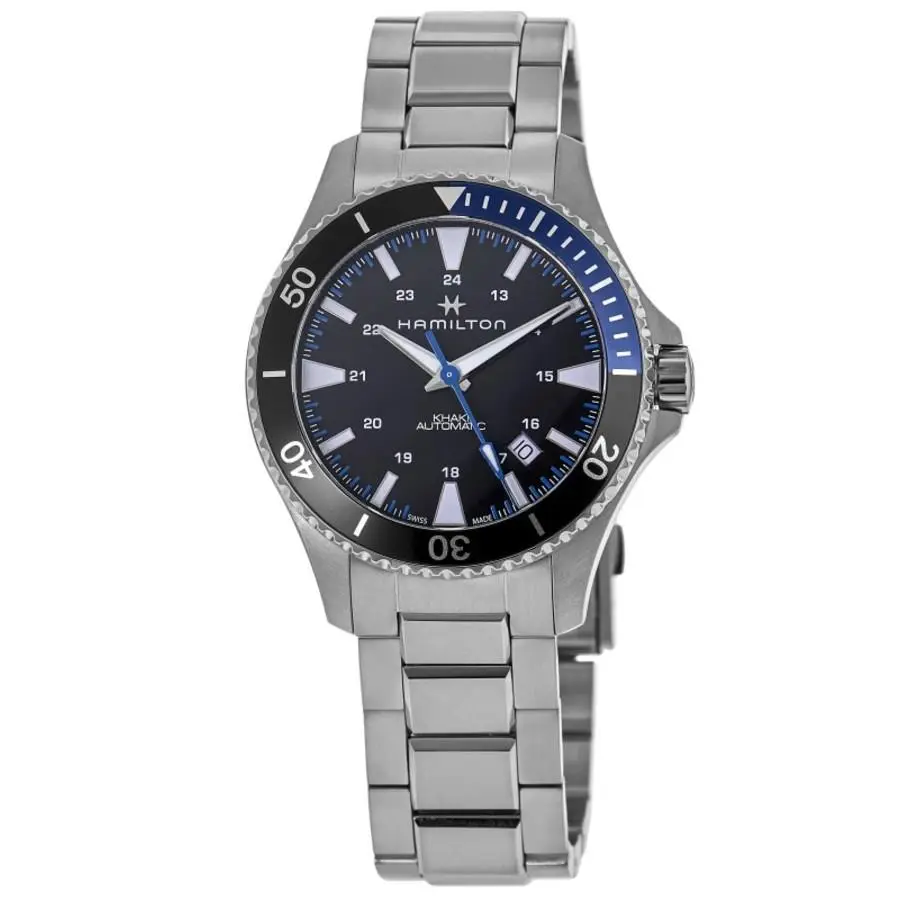 Hamilton Khaki Navy Scuba Auto Black Dial Stainless Men`s Watch H82315131 - Face: Black, Dial: Black, Band: Silver