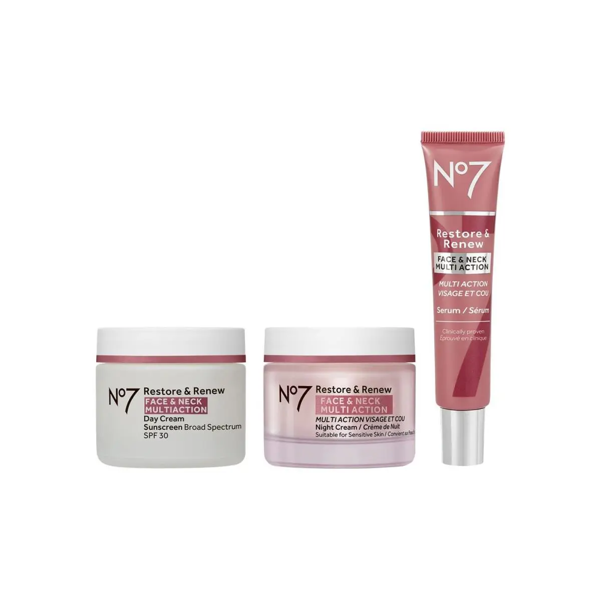 No7 Restore Renew Face Neck Multi Action Skincare System - Spf 30 Day