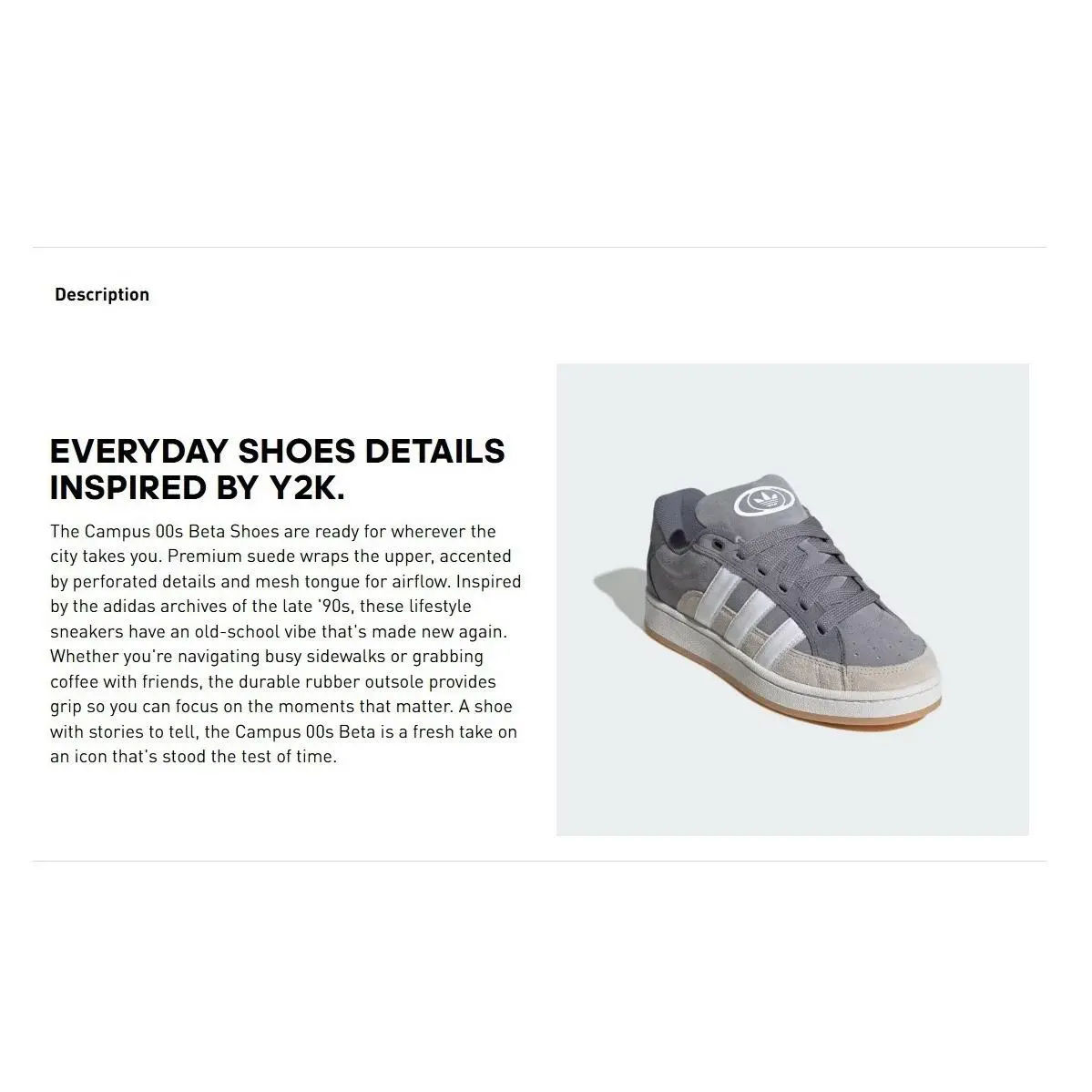 Adidas shoes - Adidas Originals Campus 00S Beta - JR2463 - Grey, Cloud White, Crystal White 8