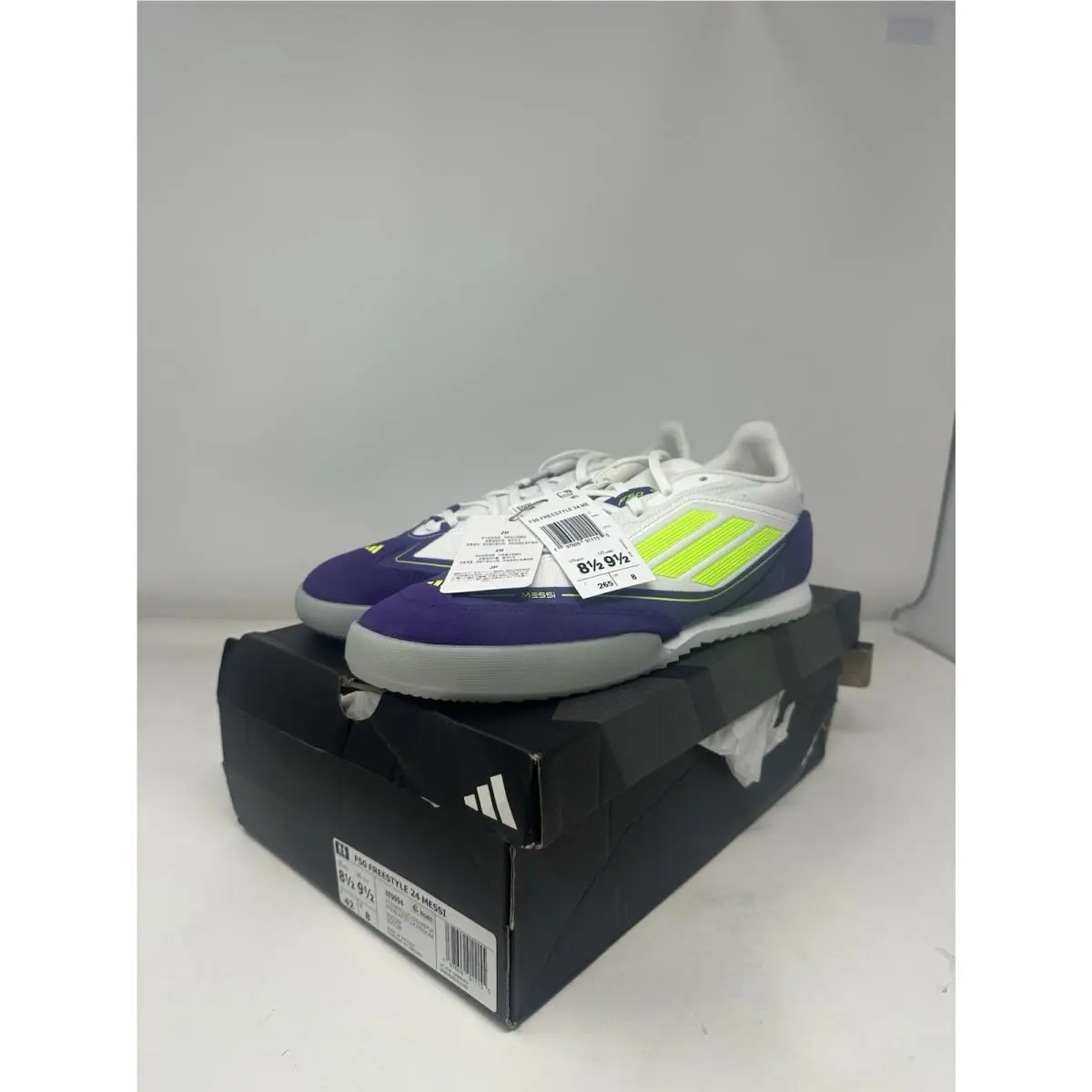 Adidas Men’s F50 Messi Freestyle 24 IE9094 - Size 8.5 White/purple