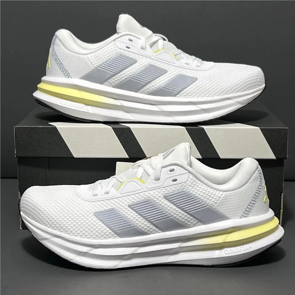 Adidas Galaxy 7 Women`s 7.5 Running Shoes White Powder Yellow Athletic Sneakers