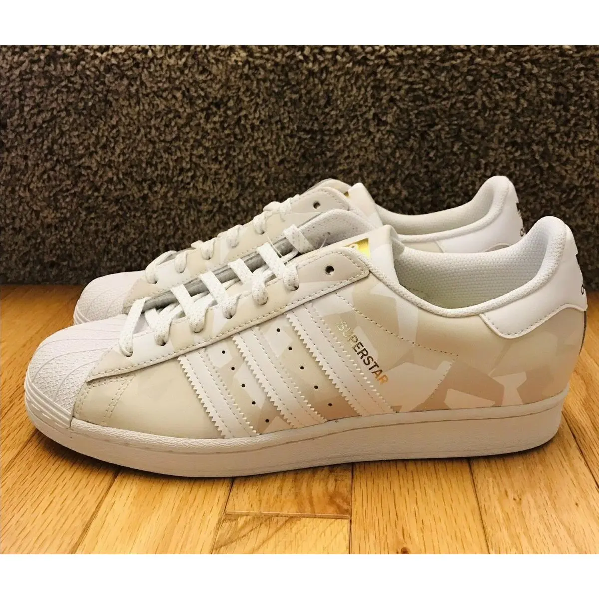 Adidas Originals Superstar Camo Mens 7.5 Womens 8.5 White Gold Black FW6013 Nby