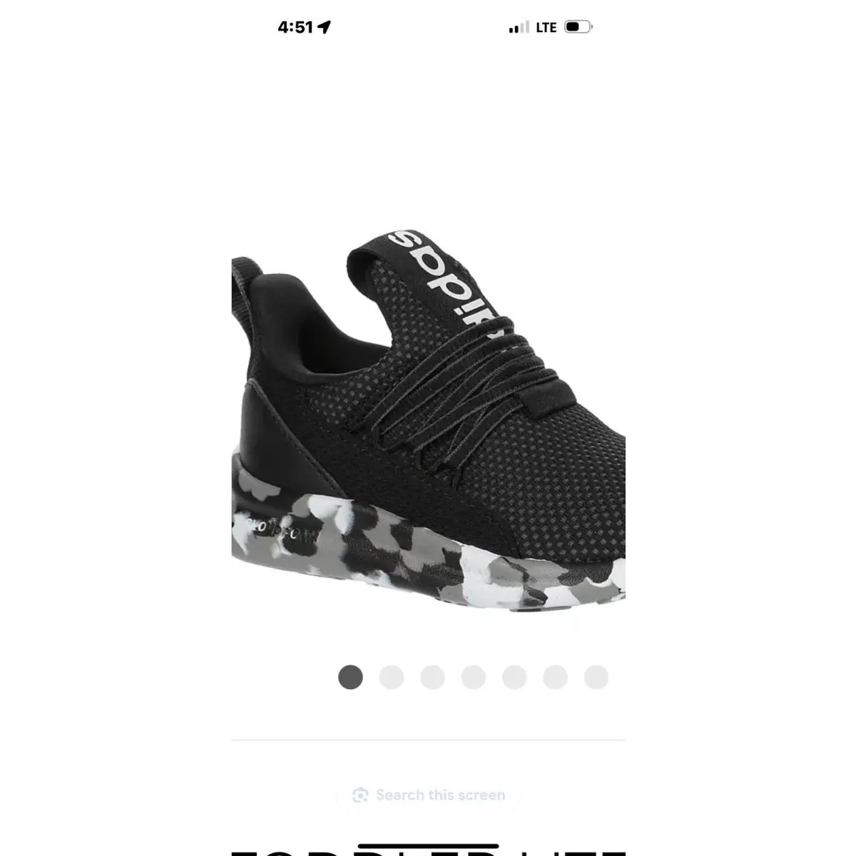 Size 5 Adidas Lite Racer Adapt 7 Toddler Boys` Slip-on Sneaker - Black
