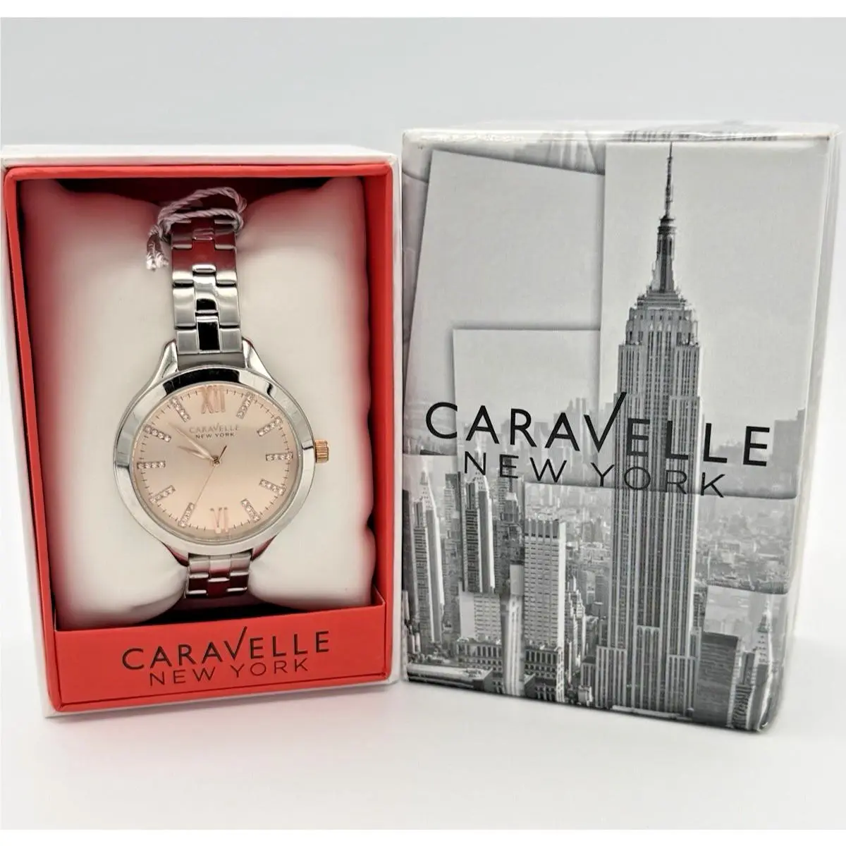 Caravelle York By Bulova Women`s Watch Stainless Steel Blush Dial 45L141