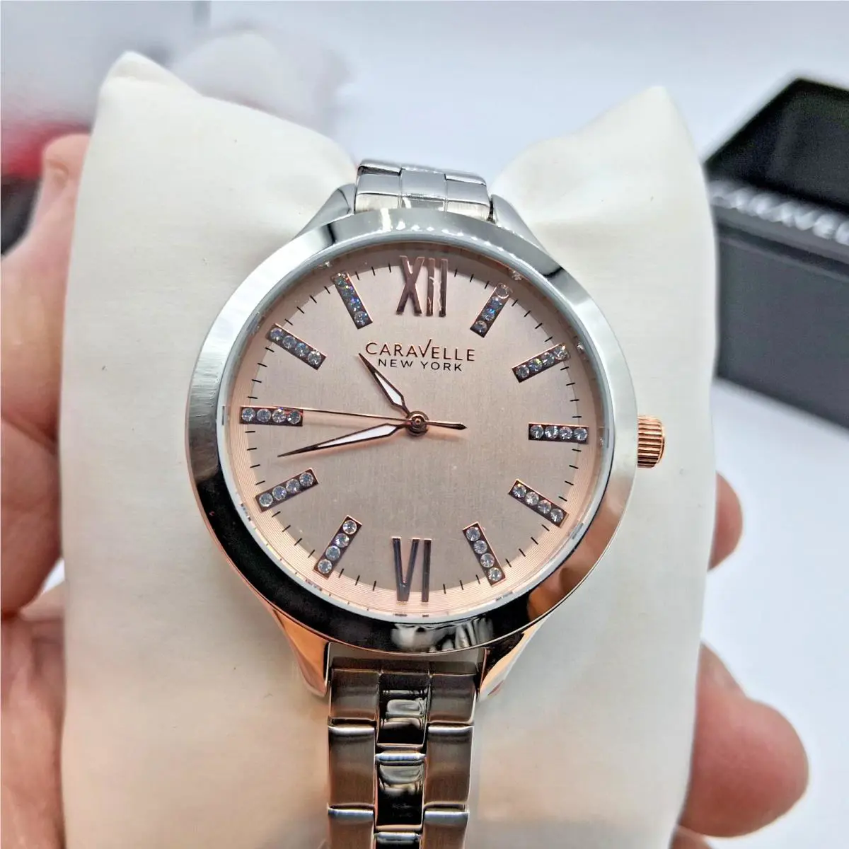 Caravelle Women`s NY Quartz Gemmed Silver Stainless Steel Watch 37 MM 45L141