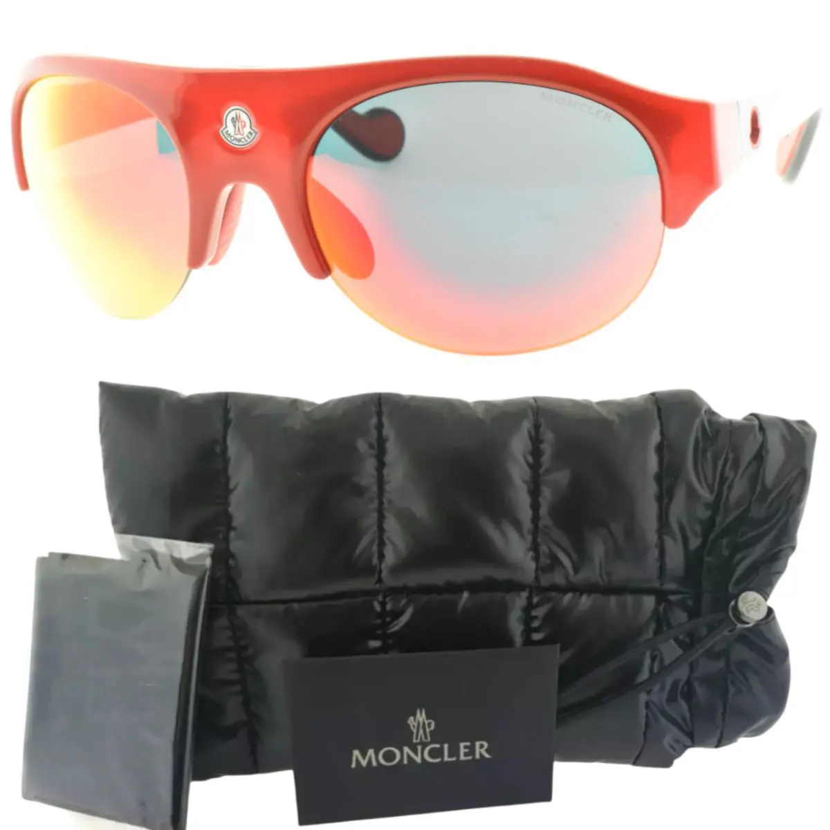 ML0050 68C 60-02-135 Red Oval Semi Rimless Unisex Sunglasses by Moncler