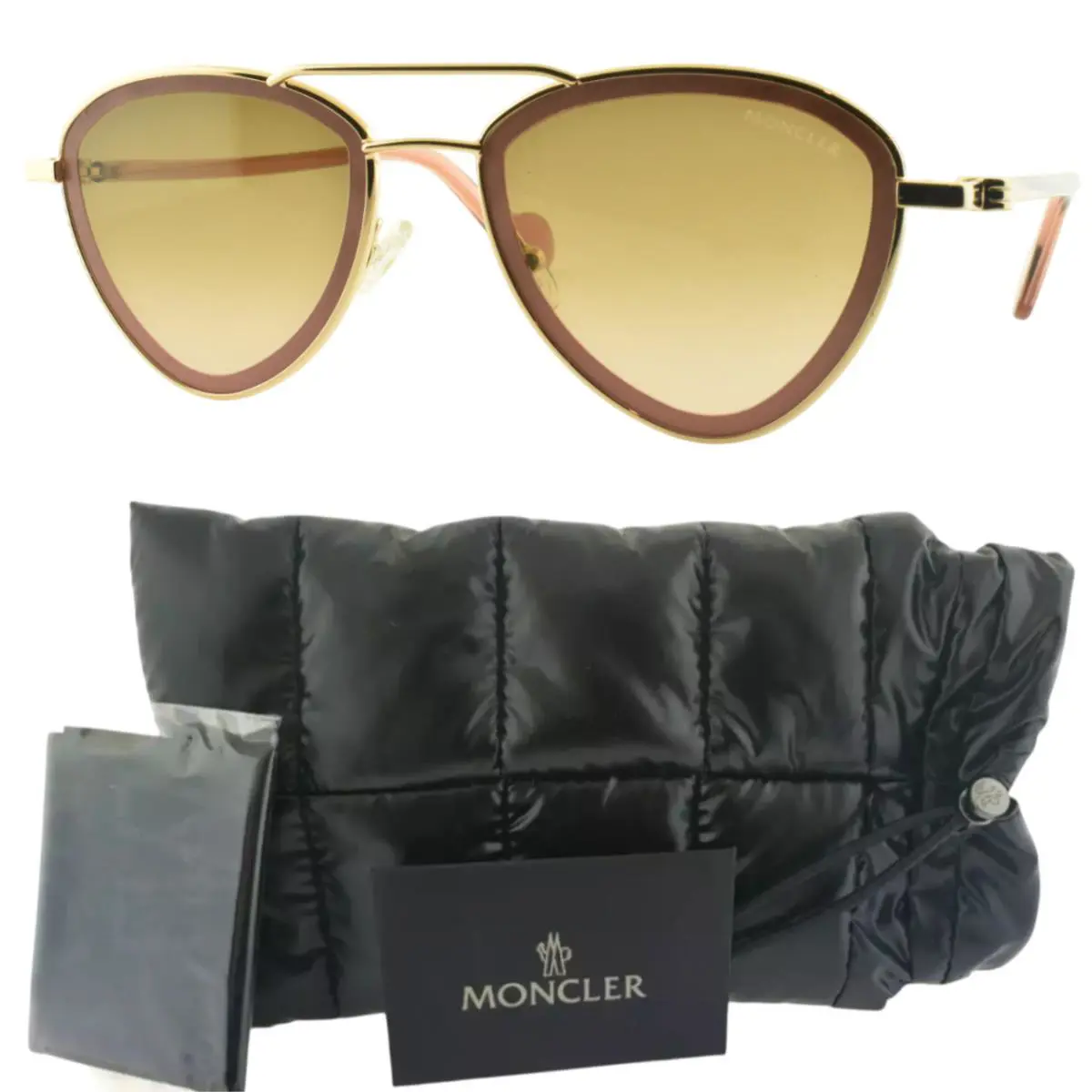 Moncler ML0058 28S 53-16-140 Shiny Rose Gold Aviator Full Rim Sunglasses