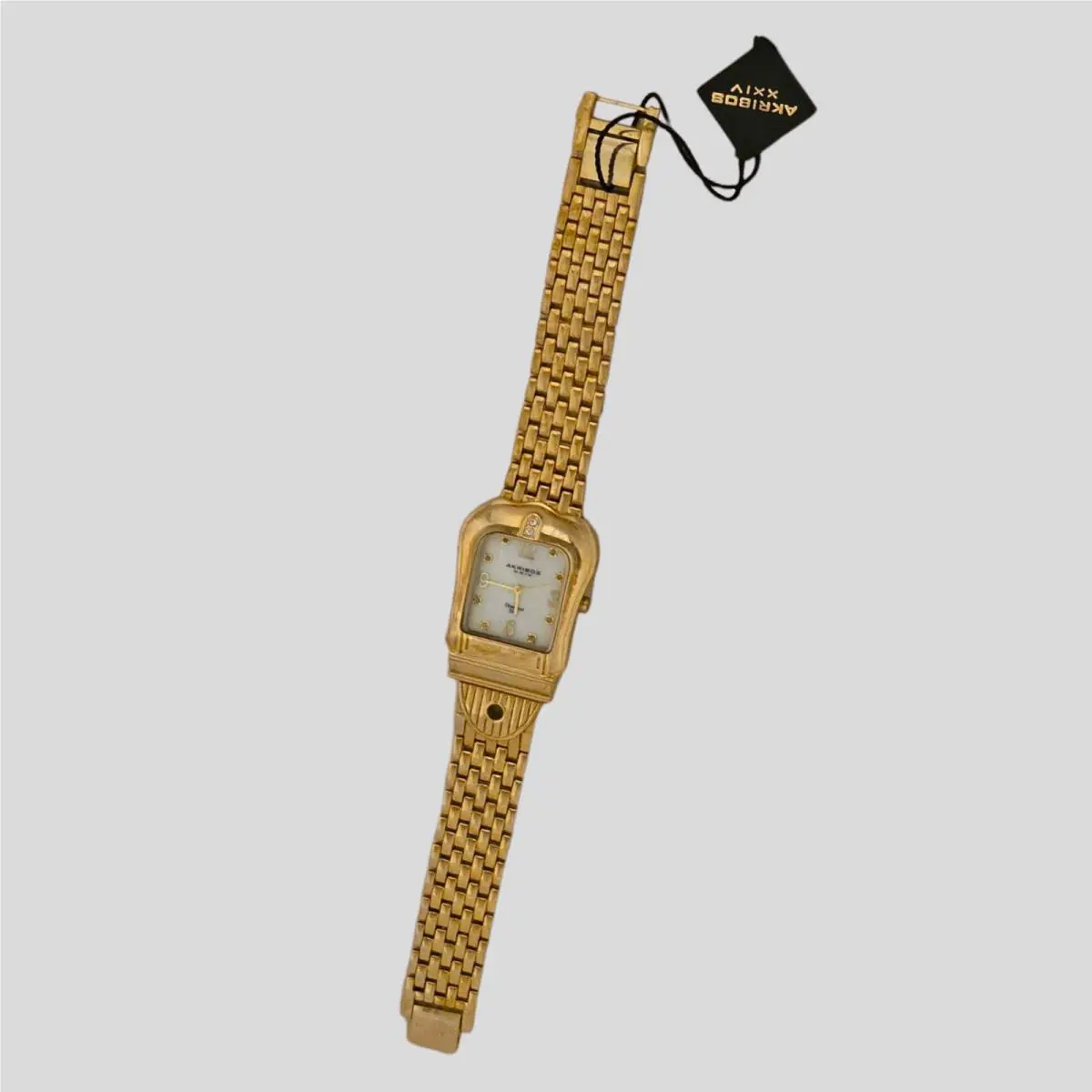 Akribos Xxiv Gold Plated Diamond Marker Womens Bracelet Watch