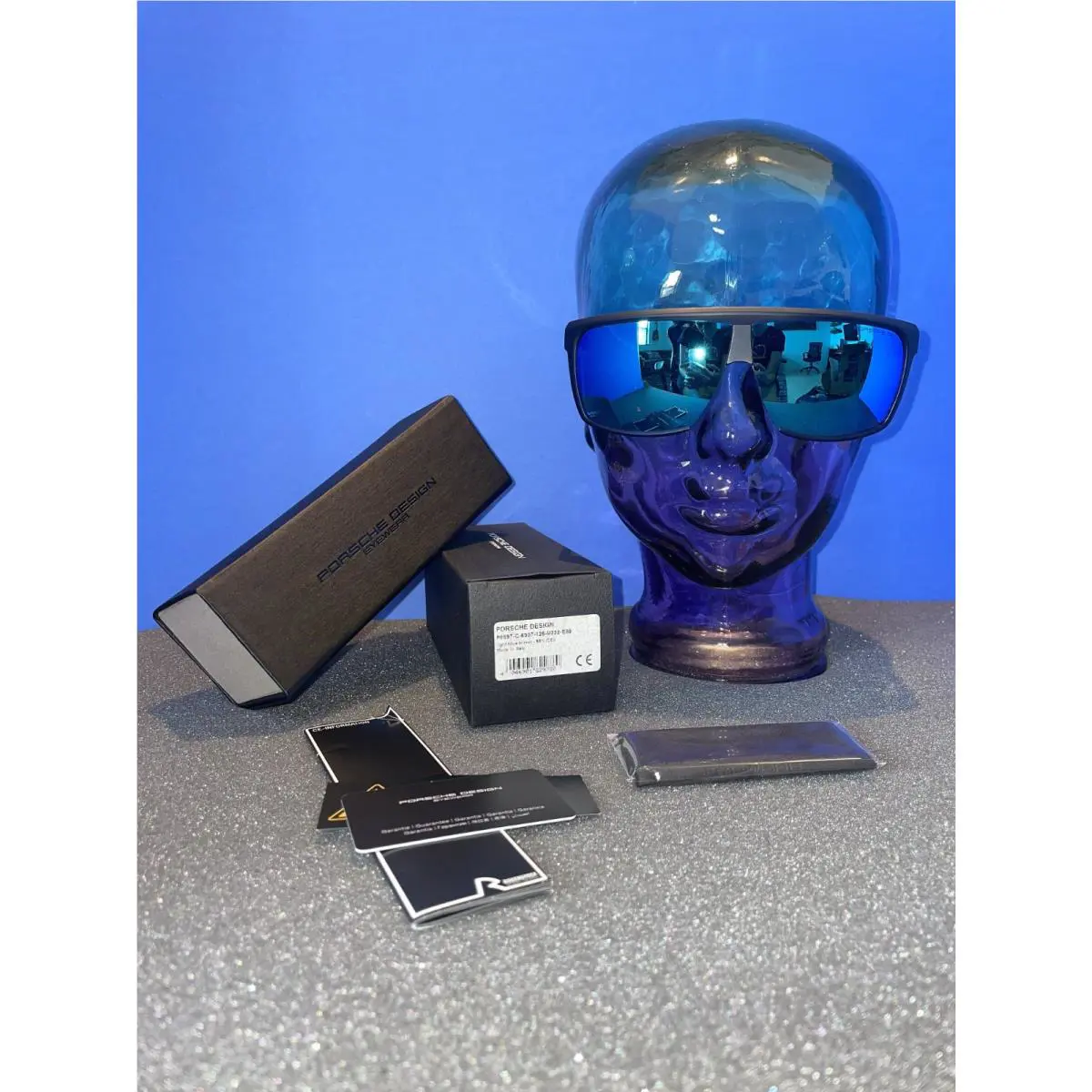 Porsche Design P8597-C 69 MM Square Sunglasses Blue Mirror
