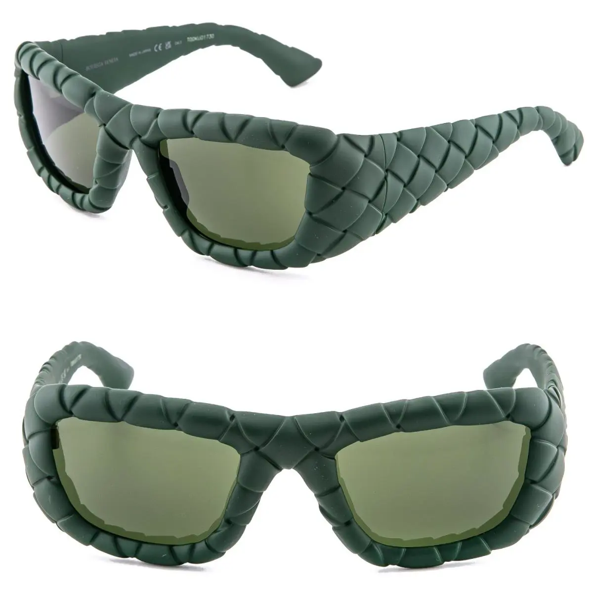 Bottega Veneta 1303 Intrecciato BV1303S Green Rubber Unisex Mask Sunglass 008