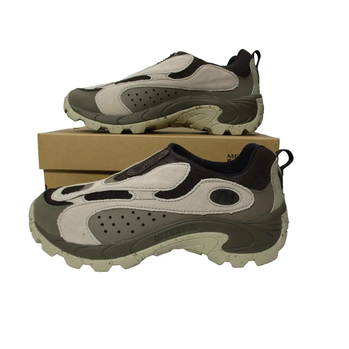Merrell Moc Speed Streak Evo SE Suede Slip-on Shoes Brown/beige Mens Sz 10.5