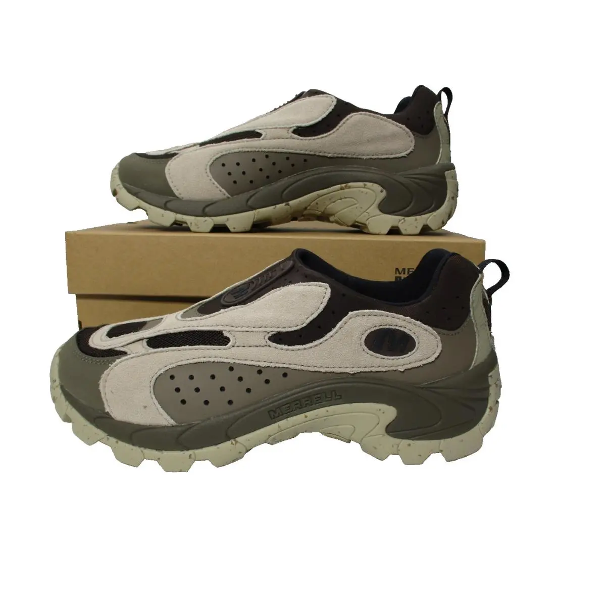 Merrell Moc Speed Streak Evo SE Suede Slip-on Shoes Brown/beige Mens Sz 12