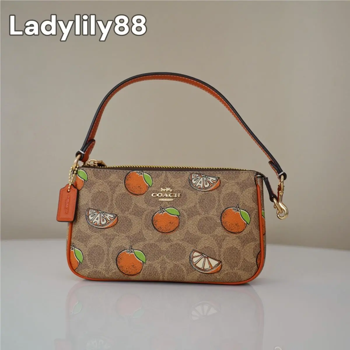 CAL25 CAL26 CAL27 Nolita 19 with Strawberry/lemon/orange Print Option CAL27 Gold/Tan Multi by Coach