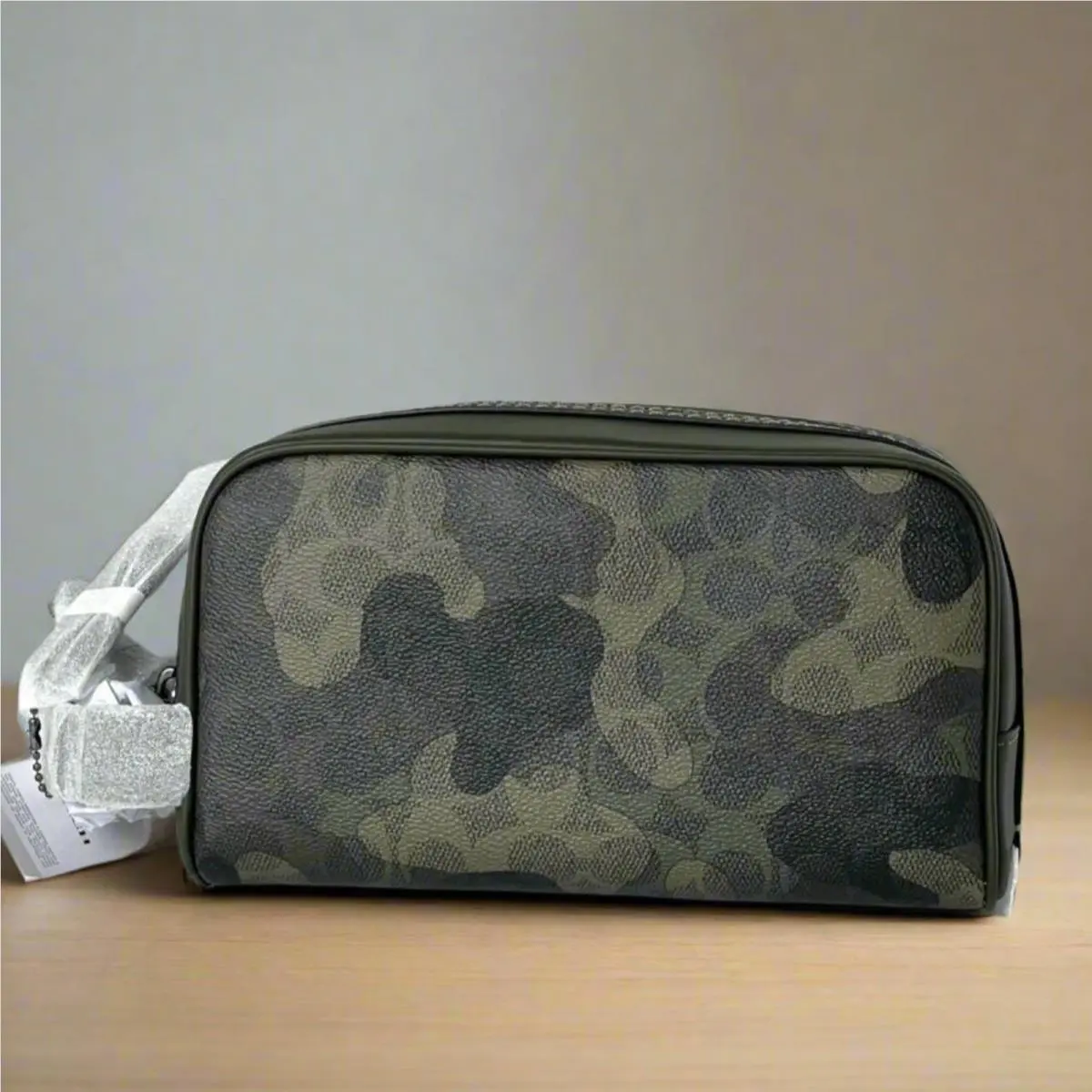 Coach Small Travel Kit CX879 Mens Camo Shamrock Canvas Leather Toiletry Bag
