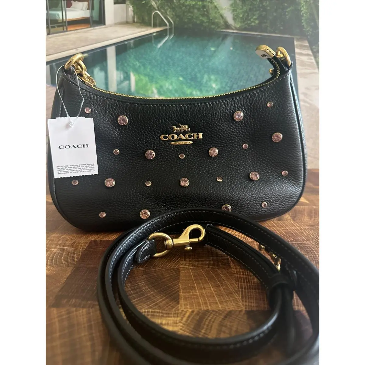 Coach Teri Shoulder Bag with Crysta CAL48 Black