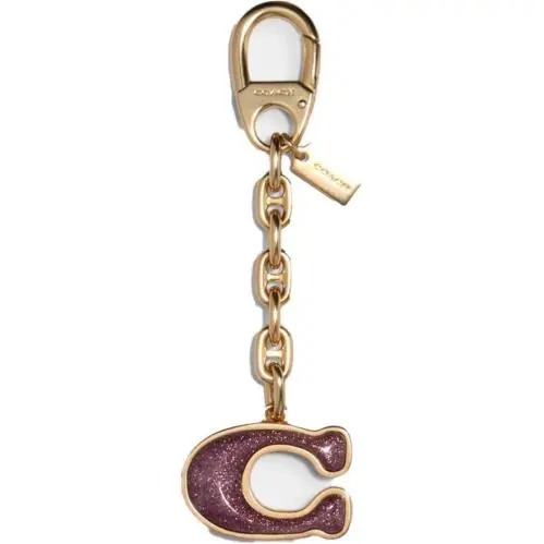 3D Glitter C Resin Key Fob / Bag Charm In Rose Pink 1618 by Coach