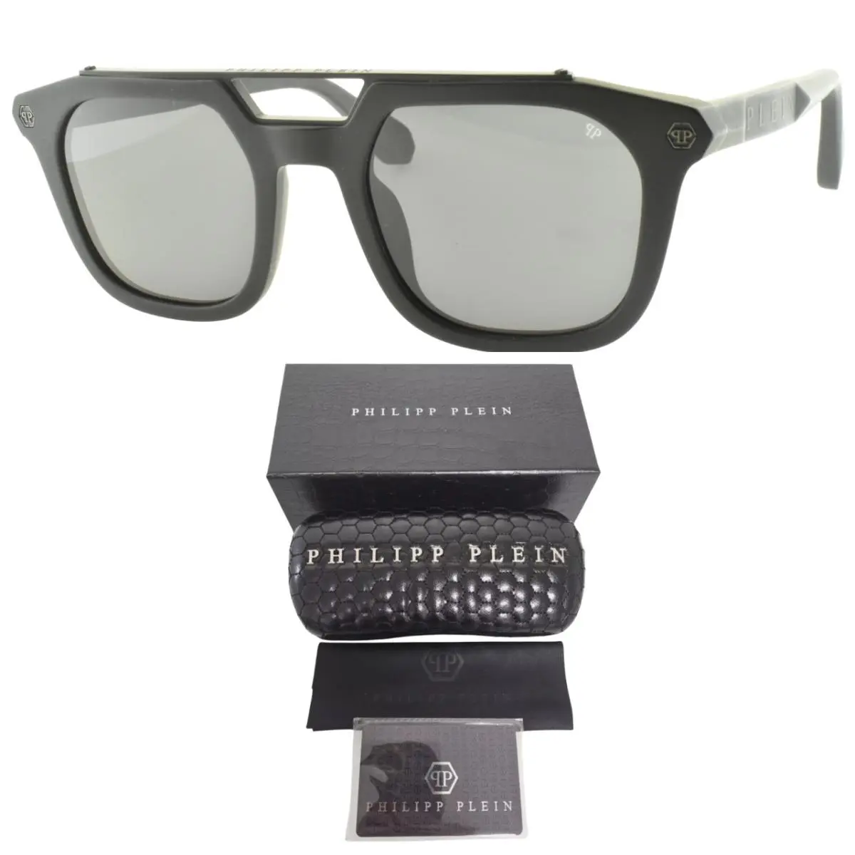 Philipp Plein SPP001 0703 51-22-145 Black Square Full Rim Mens Sunglasses