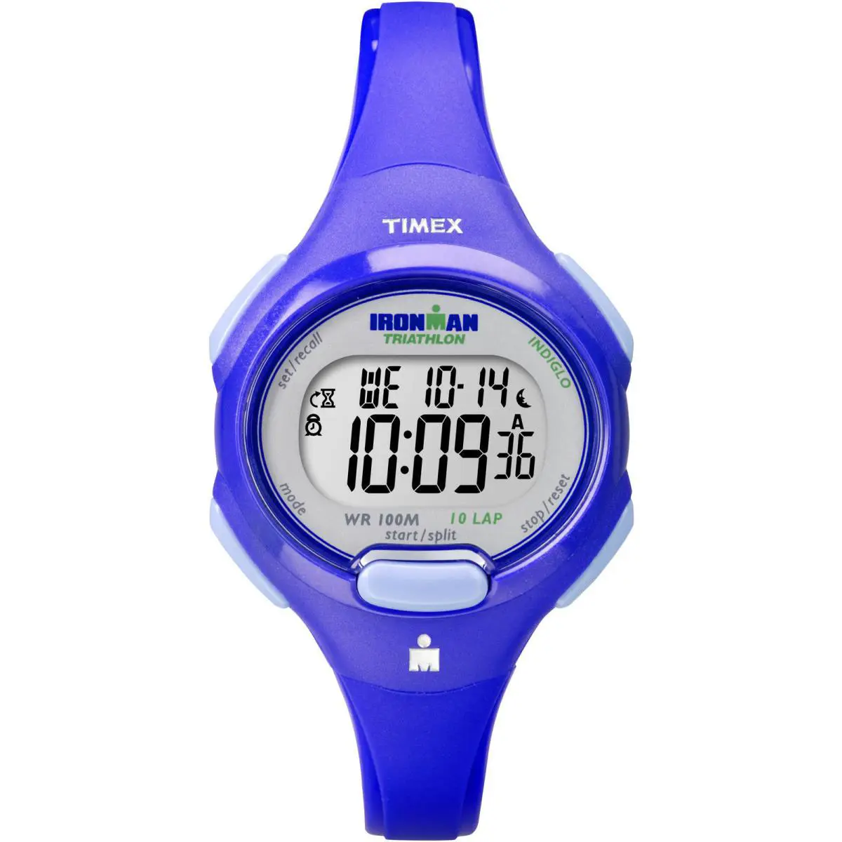Timex T5K784 Women`s 10-Lap Ironman Blue Resin Watch Indiglo Alarm Chrono