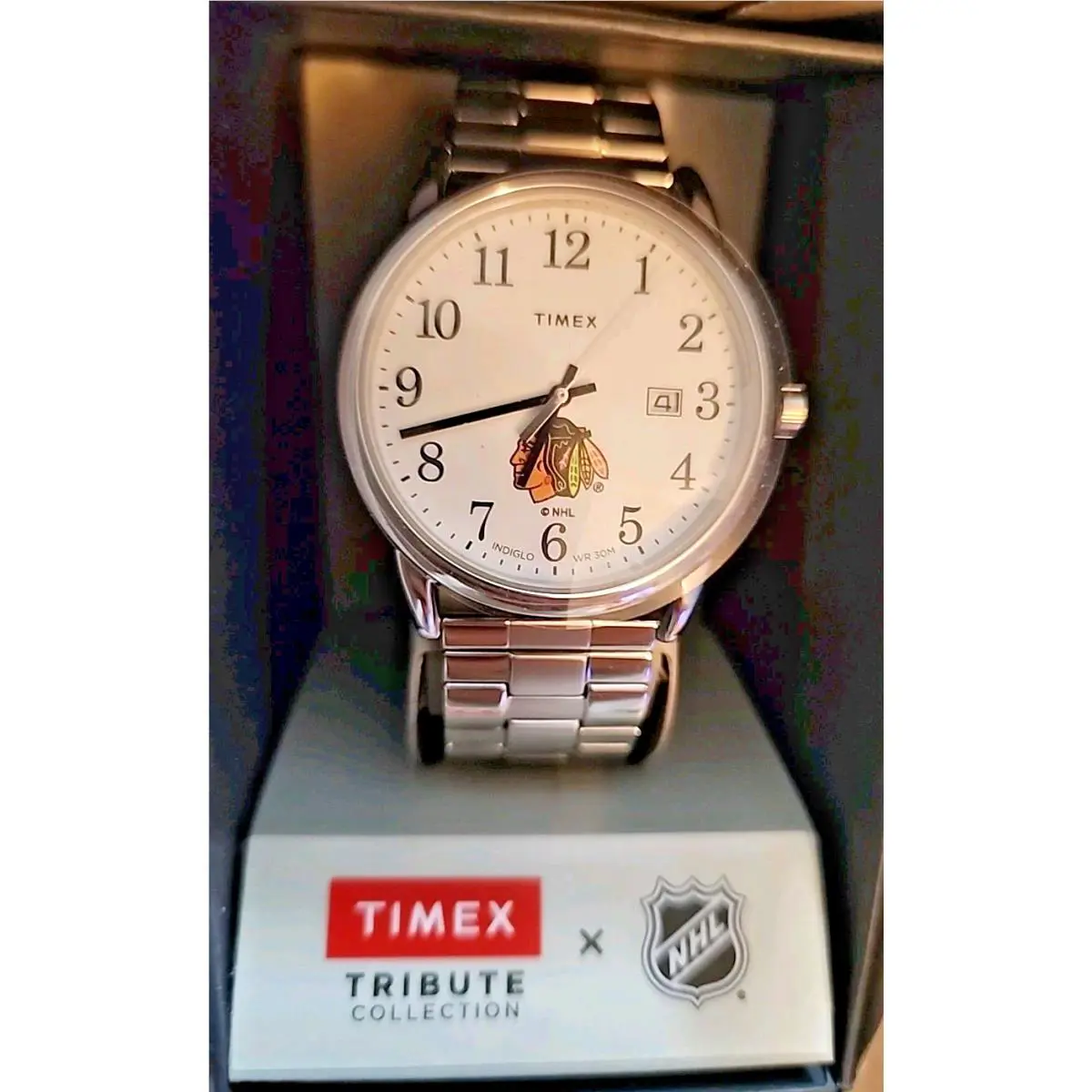 Men`s Easy Reader 38mm Watch - Chicago Blackhawks w/ Expansion Band by Timex
