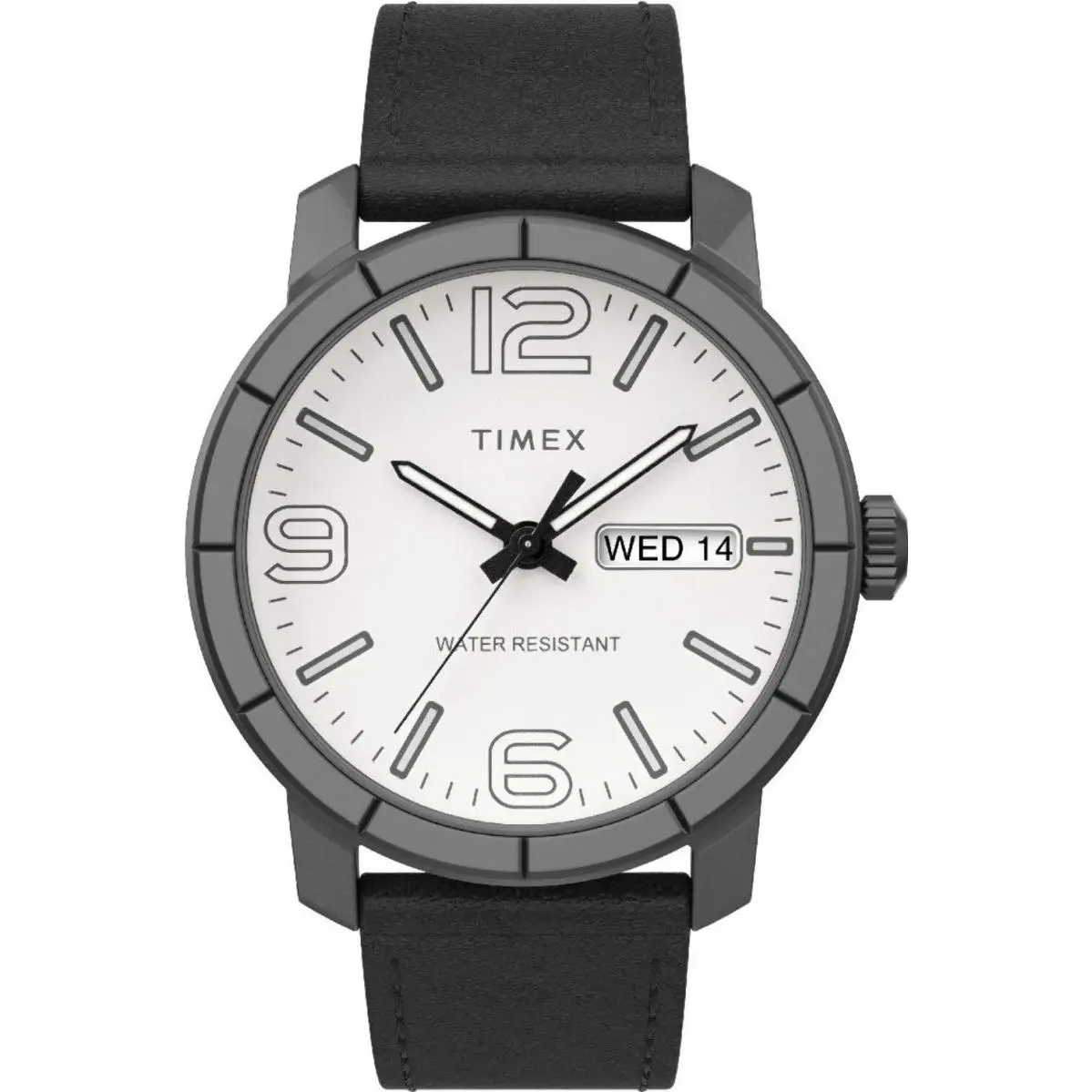 Timex Men`s Mod 44 44mm Black Leather Strap Watch TW2U30400