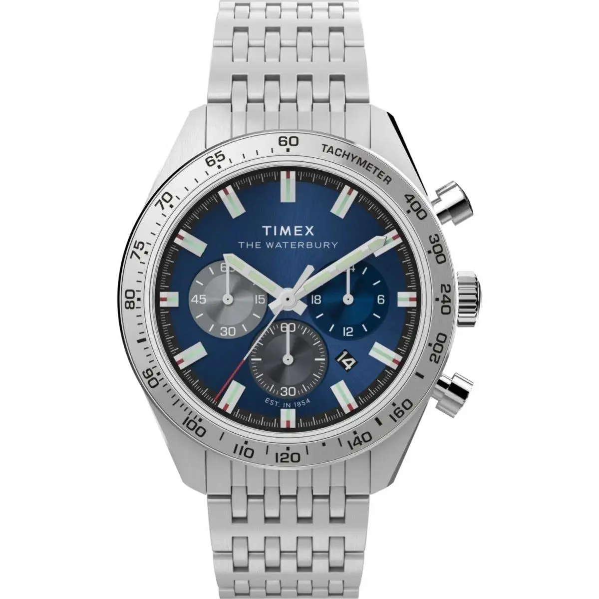 Timex Silver Mens Chronograph Watch Waterbury Traditional TW2Y18500