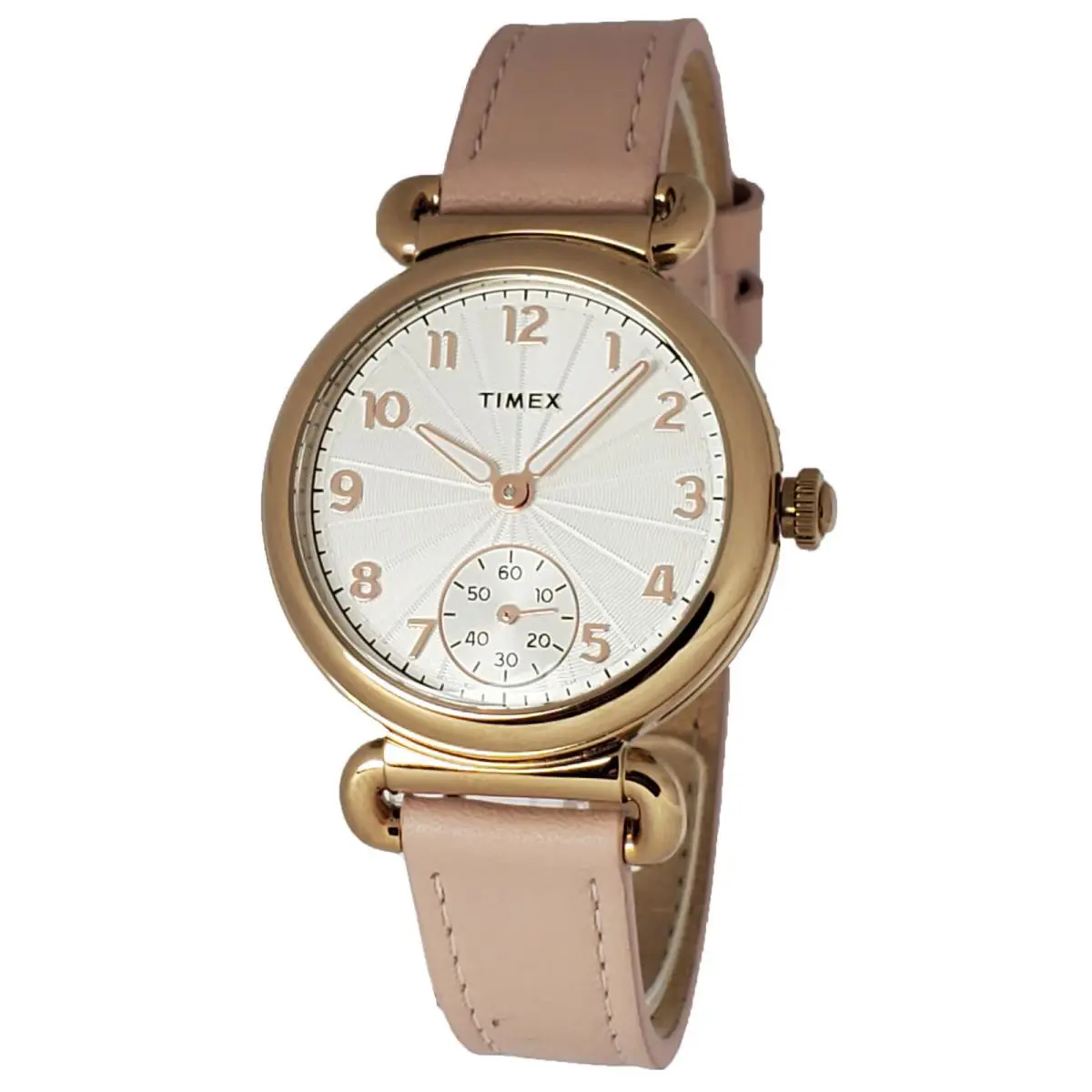 Timex TW2T88400 Women`s Analog Rose-gold Tone Watch Pink Leather Strap