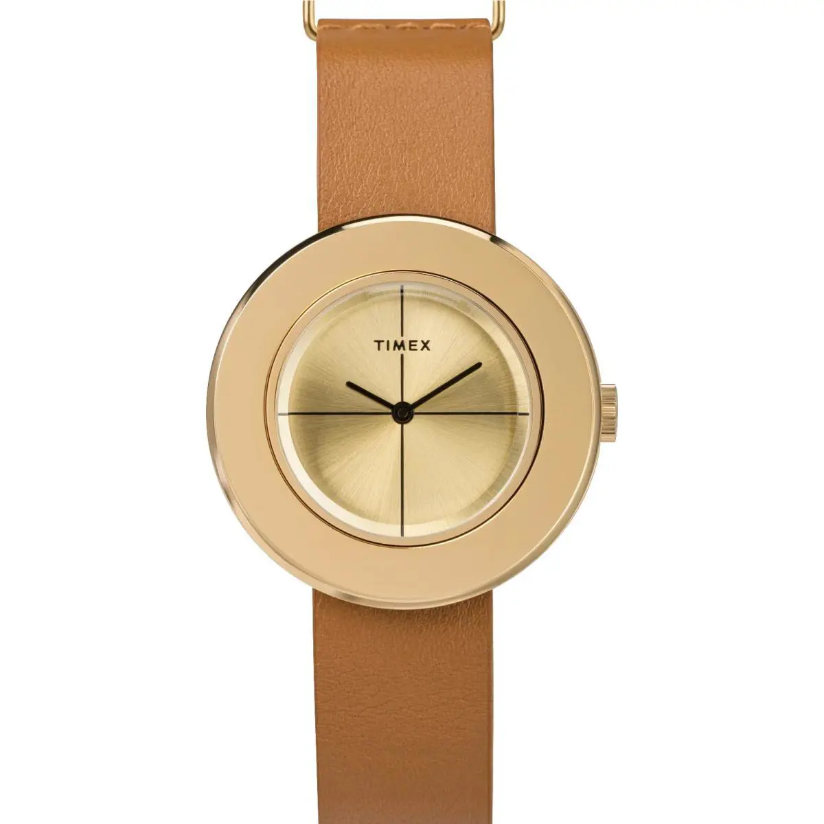 TW2T51300 Women`s Analog Gold-tone Watch Brown Leather Strap by Timex