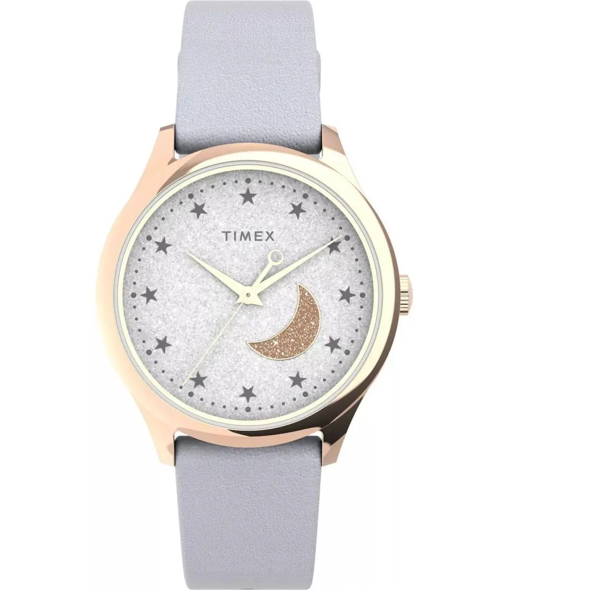 Timex Women`s Watch Quartz Round Case White Dial Grey Leather Strap TW2V49400