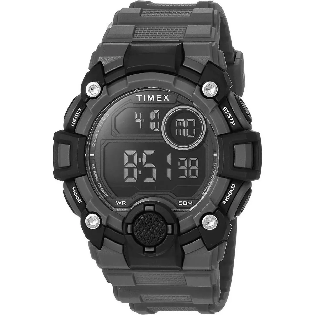 Timex TW5M27500 Men`s Sport Digital Chronograph Watch Grey Resin Band