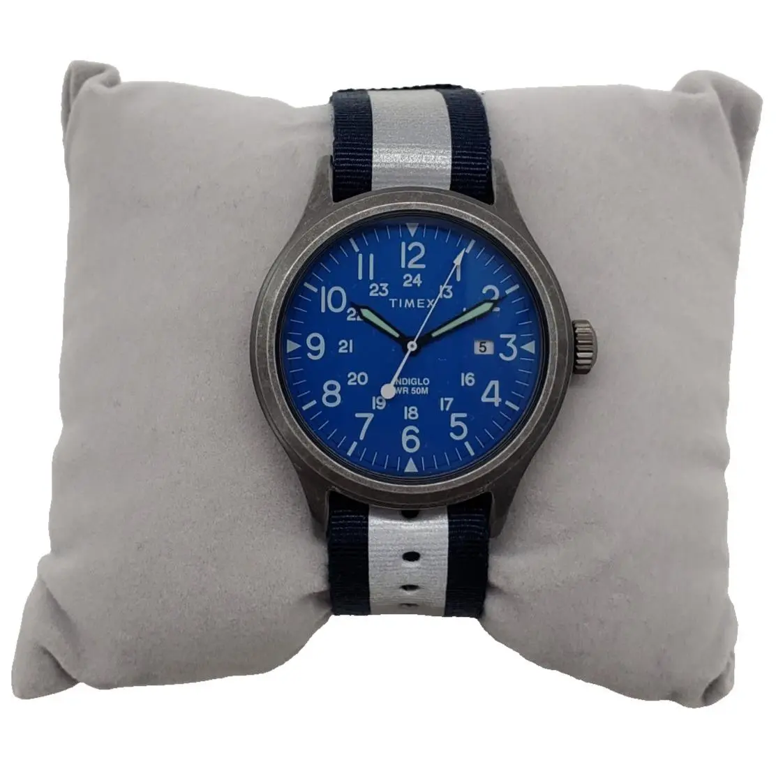 Timex Classic Archive 40mm Indiglo Blue Dial Nylon Band Men`s Watch TW2T42500