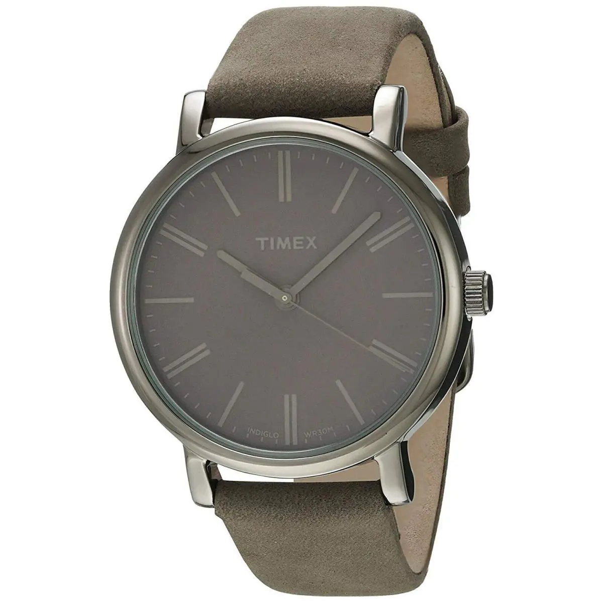 Timex TW2P96400 Unisex Analog Gunmetal Watch Grey Leather Strap