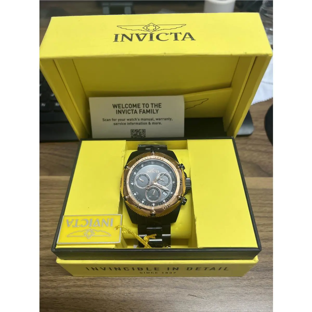 Invicta Men`s Watch 31613 Pro Diver Quartz Black Steel Rose Gold Bezel 51mm