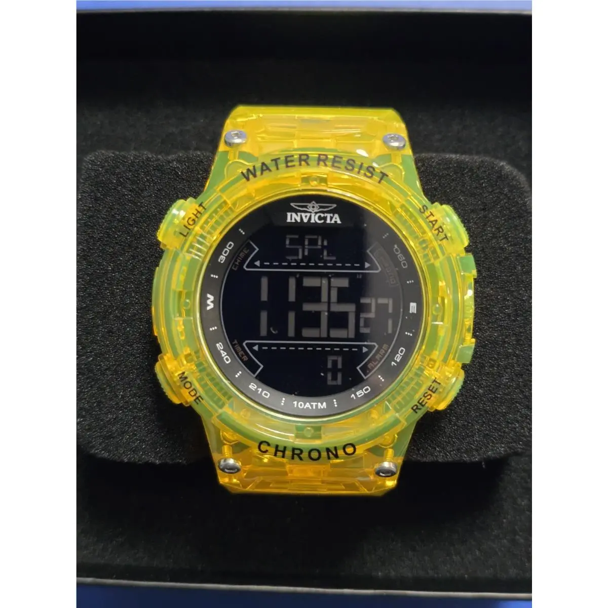 Invicta Racing Burnout Digital Men`s Watch 52mm Transparent Yellow