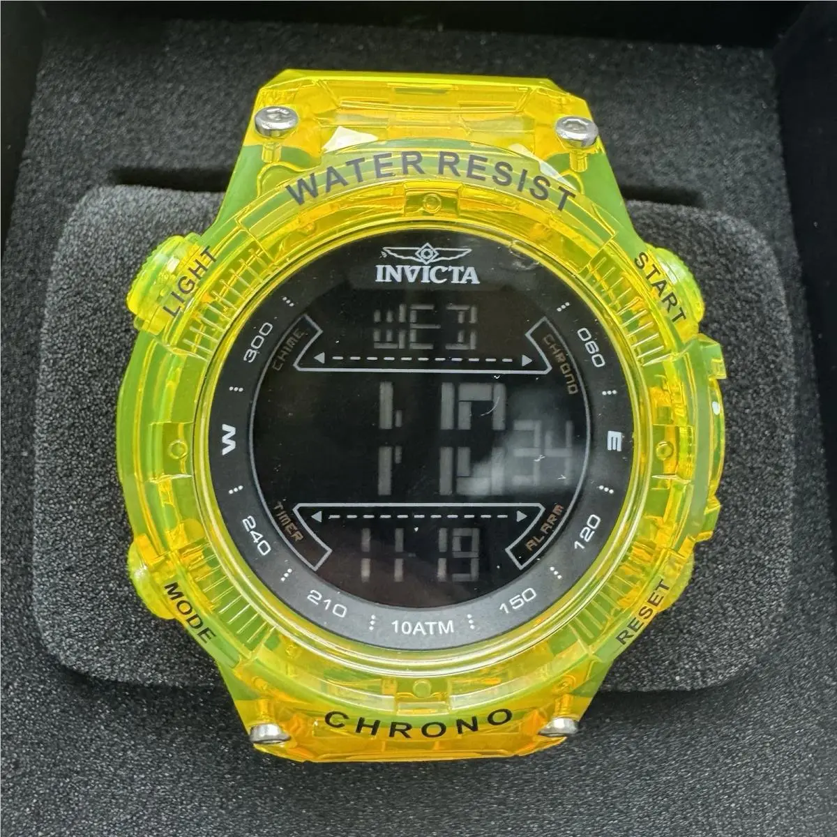 Invicta Men`s Watch Invicta Racing Chrono Digital Dial Yellow Case Strap 49044