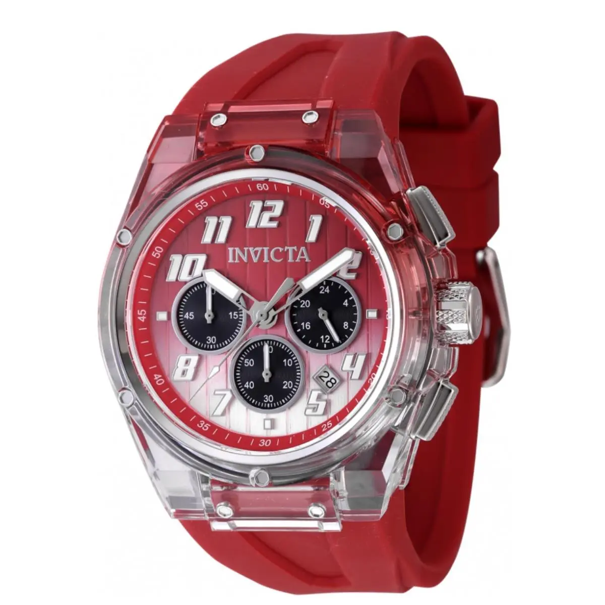 Invicta S1 Rally Prism Color Flip Men`s 44mm Red and Clear Chrono Watch 47349