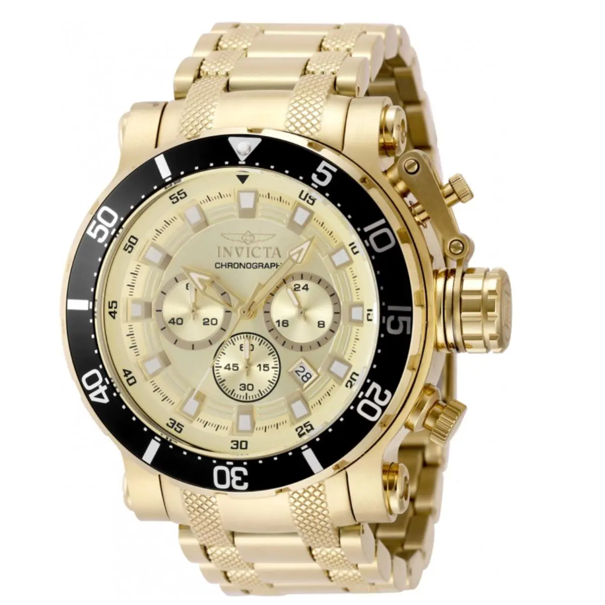 Invicta Coalition Forces Chronograph Gmt Quartz Gold Dial Men`s Watch 49093