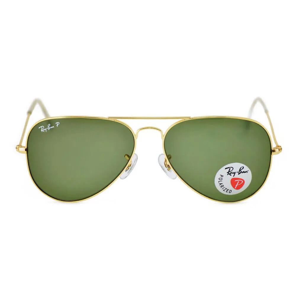 Rayban RB3025 Aviator Classic Gold Frame Green Lens 58mm Polarized Sunglasses - Frame: Gold, Lens: Green