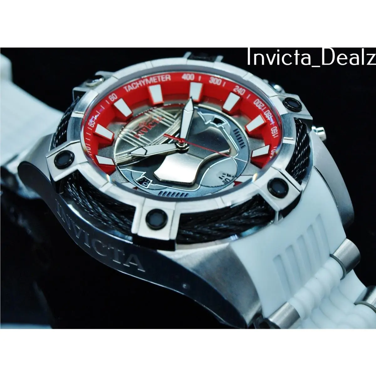 Invicta Men`s 52mm Limited Ed Star Wars Captain Phasma Chrono White SS Watch - Dial: Gray, Multicolor, Silver, Band: White, Bezel: Black, Silver