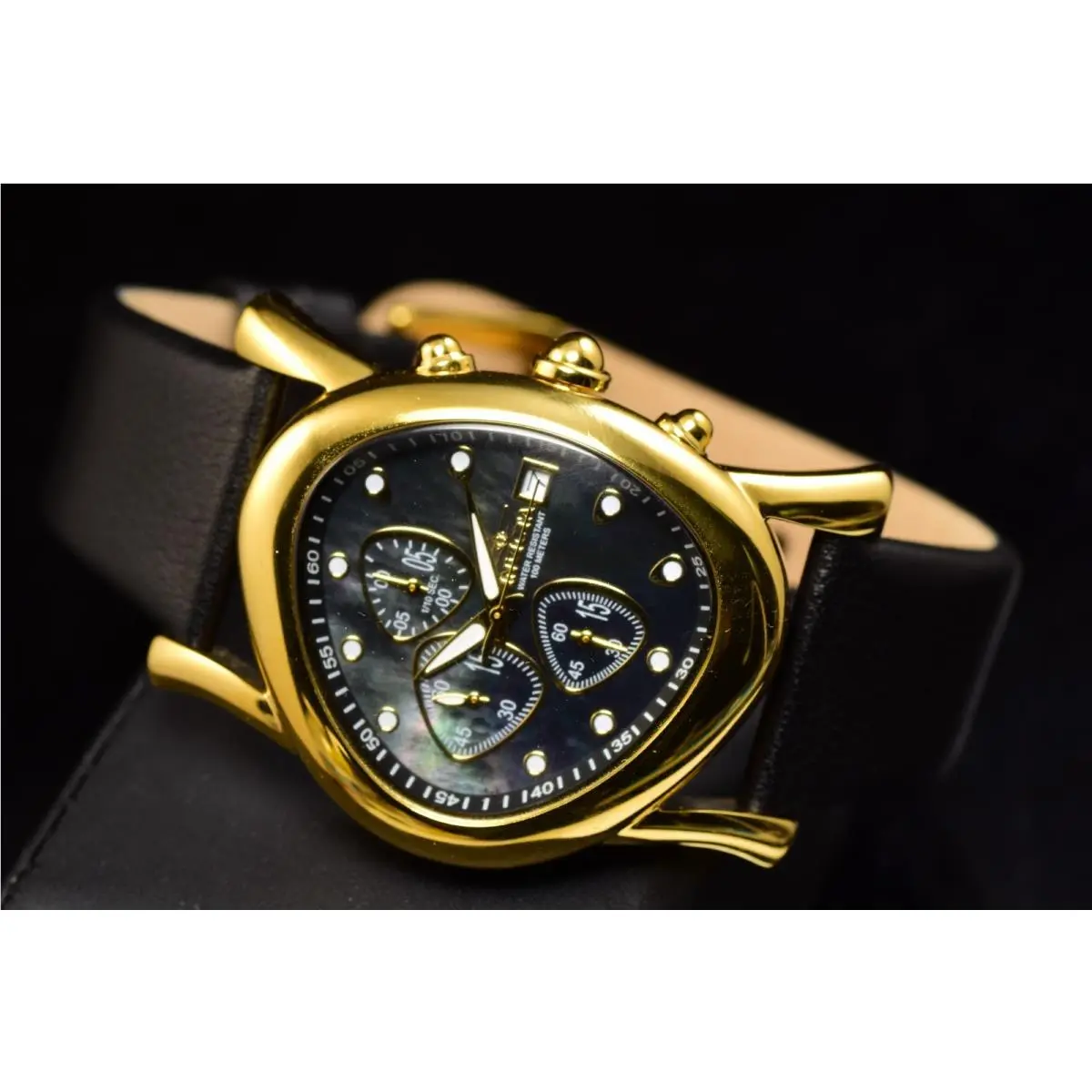 I-force 42mm Gold-tone Quartz Black Mother-of-pearl Dial Unisex Watch by Invicta