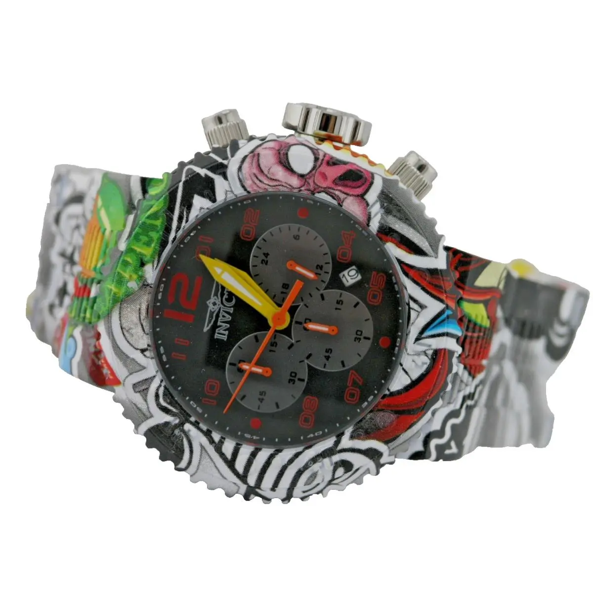 Invicta 39058A Pro Diver Graffiti Black Chronograph Watch Steel Quartz 52MM