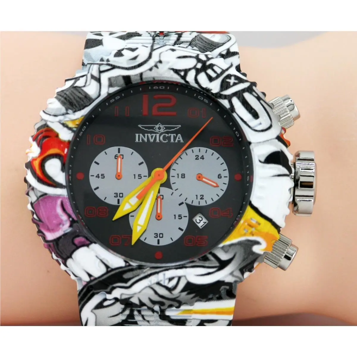 39058B Pro Diver Graffiti Black Chronograph Watch Steel Quartz 52MM by Invicta