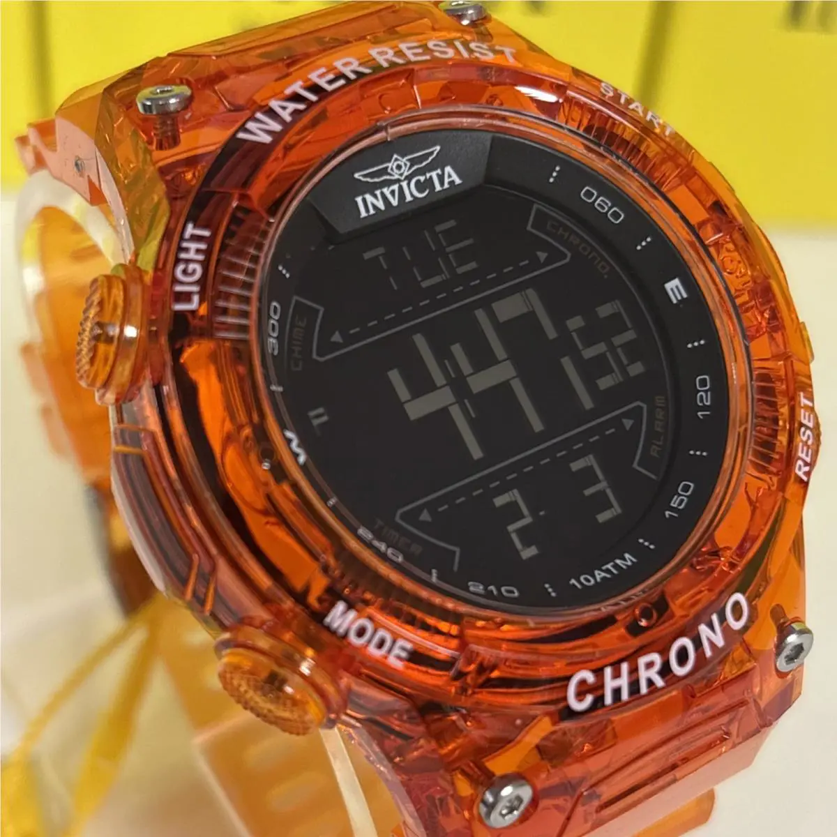Invicta Racing Orange Digital Watch Model 49046 52mm Transparent
