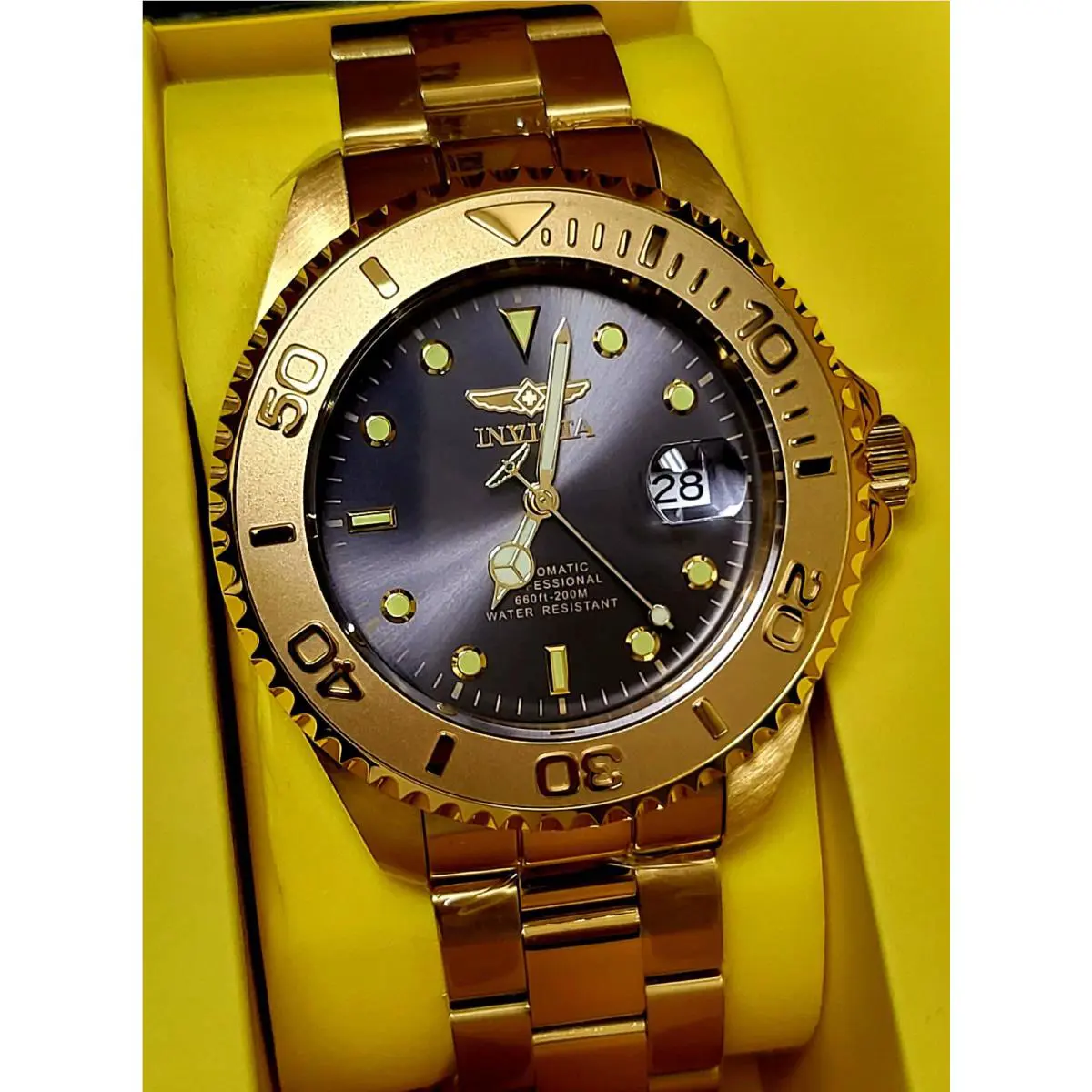 Invicta Grand Diver Automatic Men`s Watch 47mm 28952 Gold-tone Black Dial