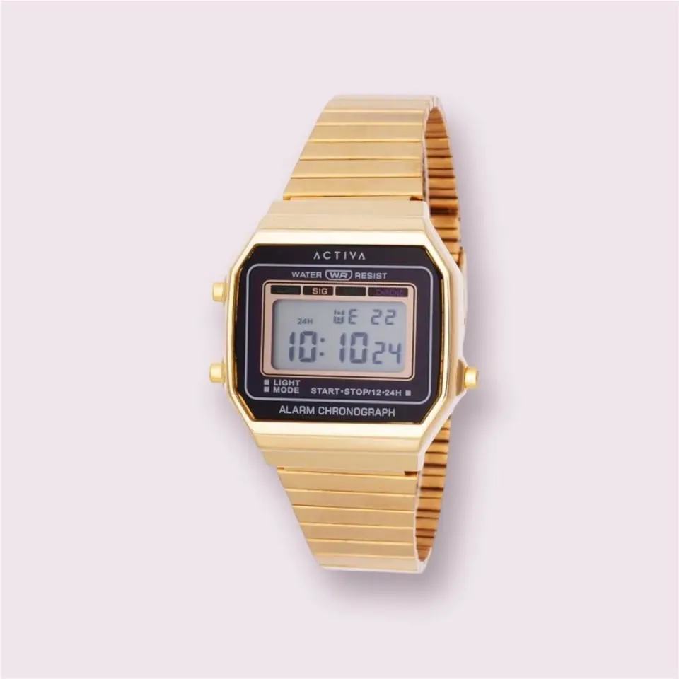 Invicta Activa Vintage Digital Unisex Watch-39mm Case Stainless Steel Gold Tone